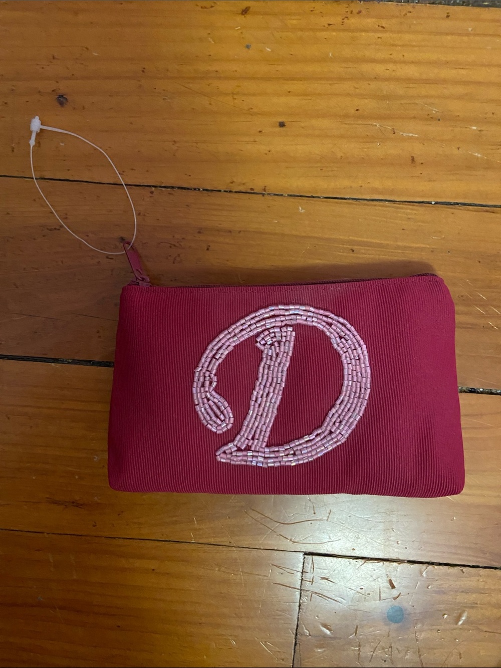 Monogram D Pink Beaded coin purse Pouch bag money cards makeup cosmetic travel